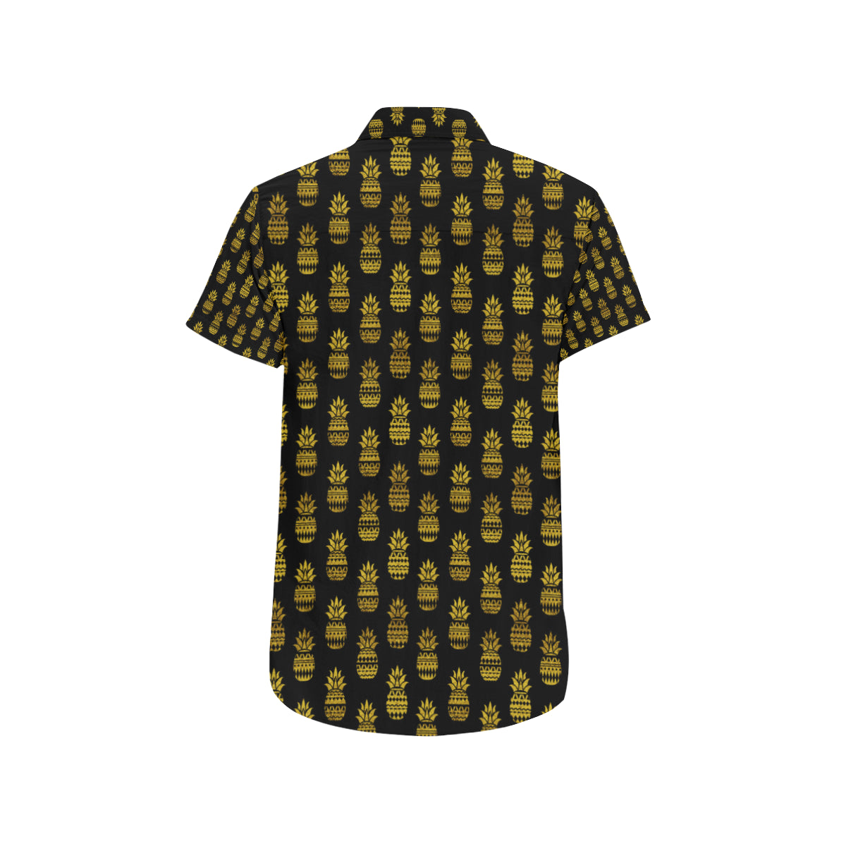 Pineapple Gold Tribal Style Print Men's Short Sleeve Button Up Shirt