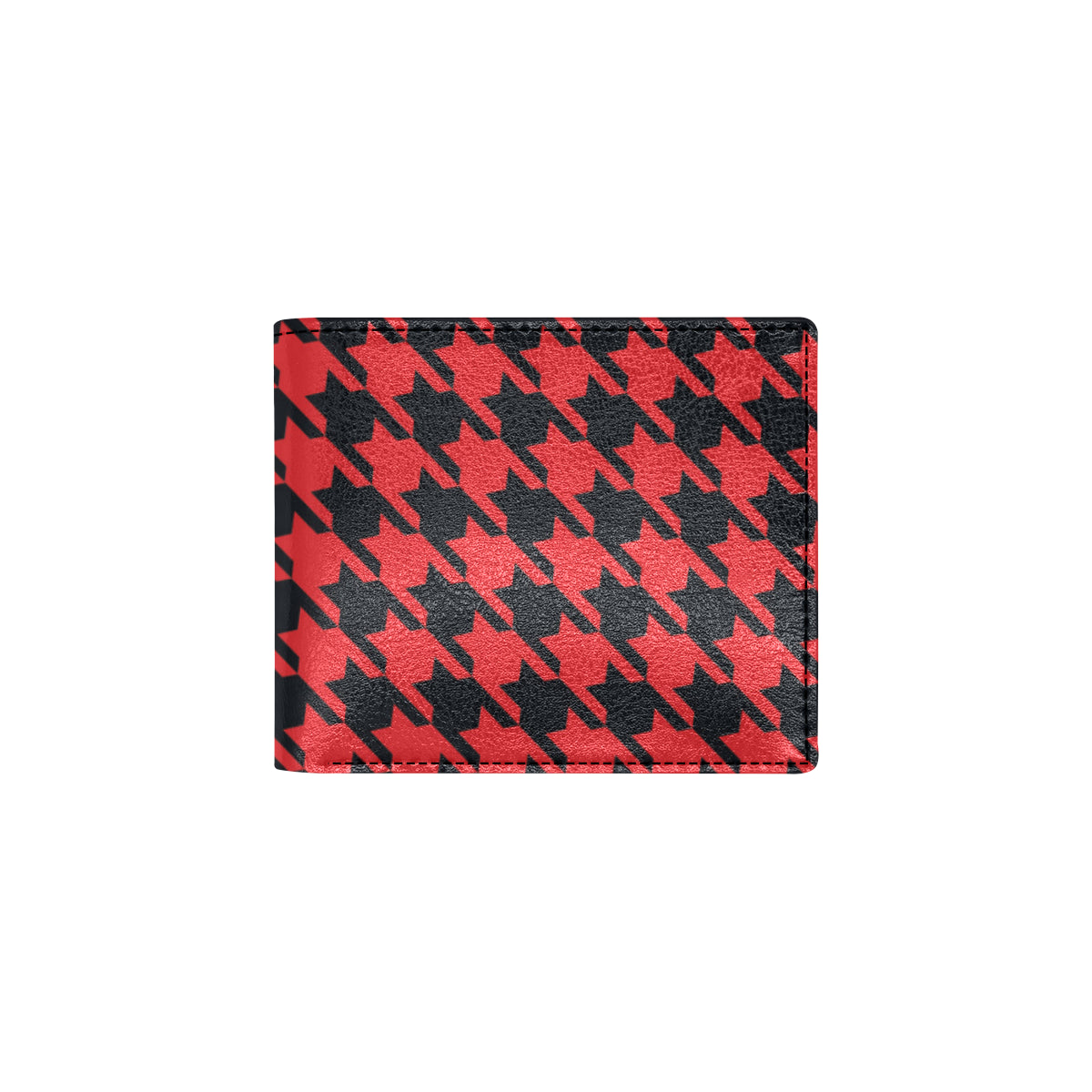 Houndstooth Red Pattern Print Design 03 Men's ID Card Wallet