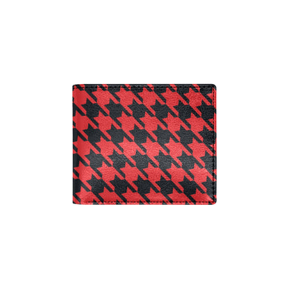 Houndstooth Red Pattern Print Design 03 Men's ID Card Wallet