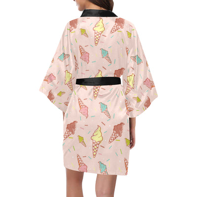 Ice Cream Pattern Print Design 02 Women's Short Kimono