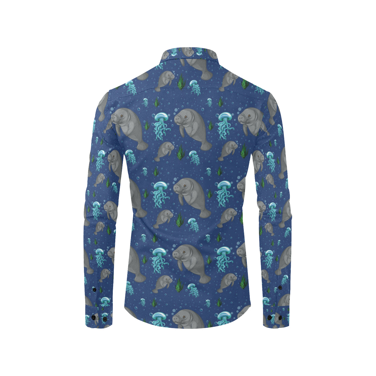 Manatee Pattern Print Design 01 Men's Long Sleeve Shirt