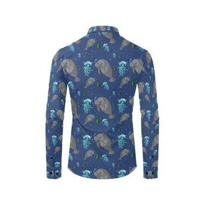 Manatee Pattern Print Design 01 Men's Long Sleeve Shirt