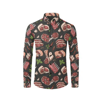 Meat Pattern Print Design 02 Men's Long Sleeve Shirt