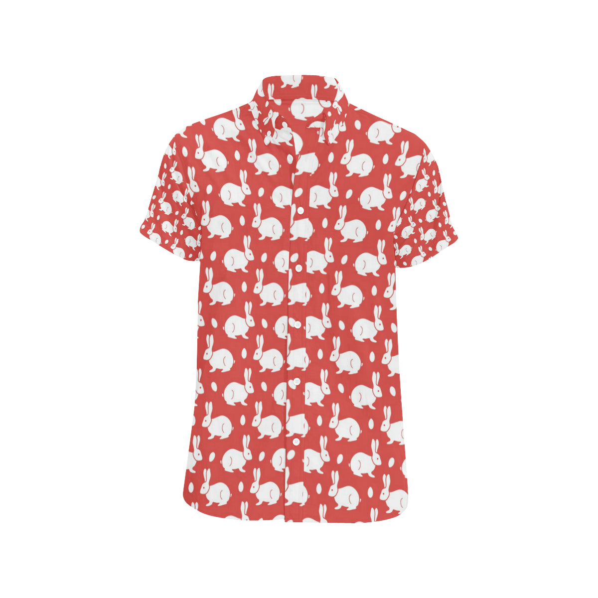 Rabbit Pattern Print Design RB017 Men's Short Sleeve Button Up Shirt