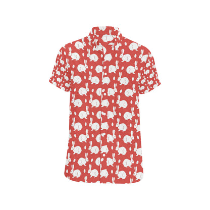 Rabbit Pattern Print Design RB017 Men's Short Sleeve Button Up Shirt