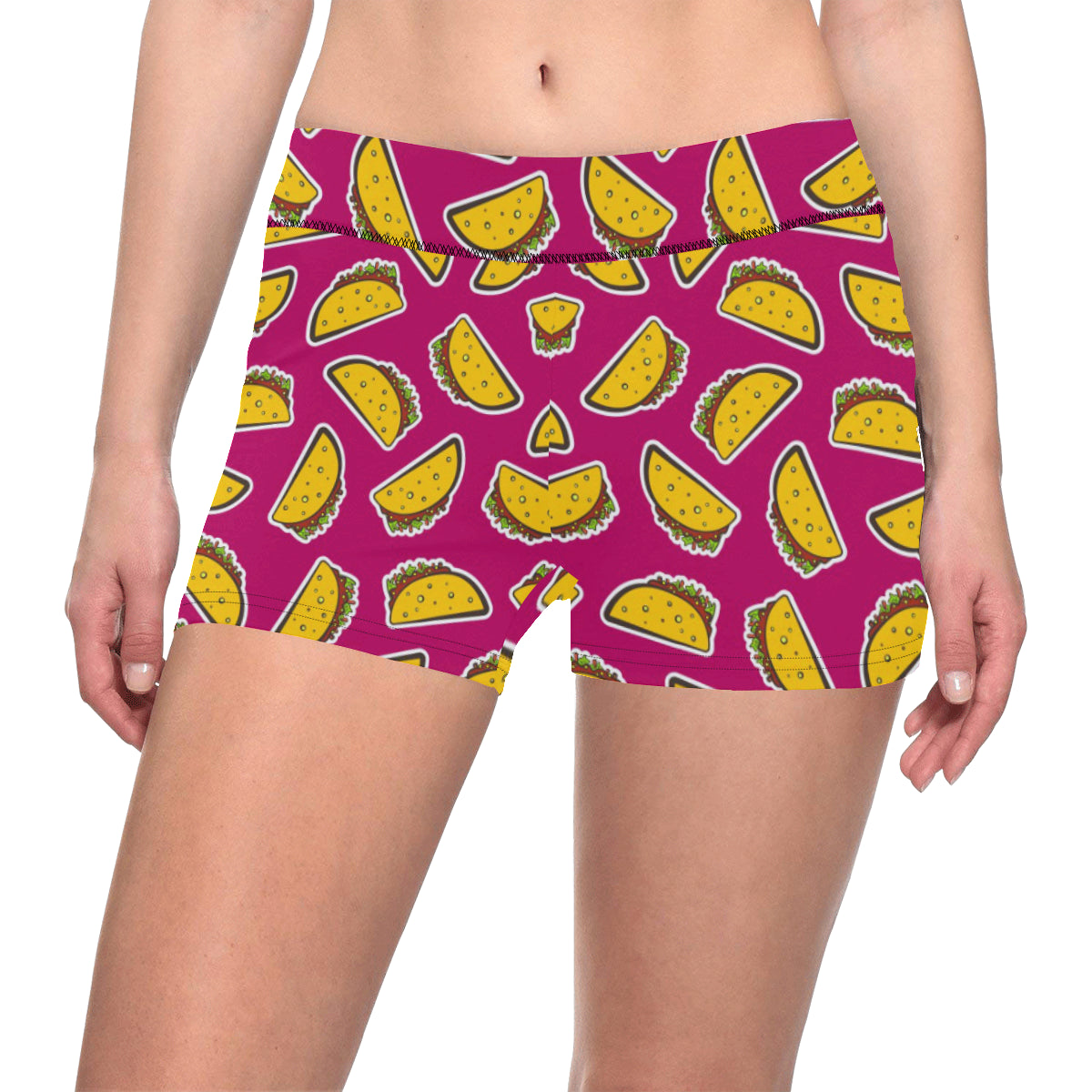 Taco Pattern Print Design TC01 Yoga Shorts