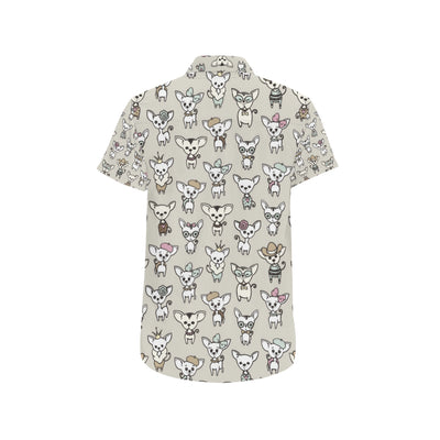 Chihuahua Pattern Print Design 02 Men's Short Sleeve Button Up Shirt