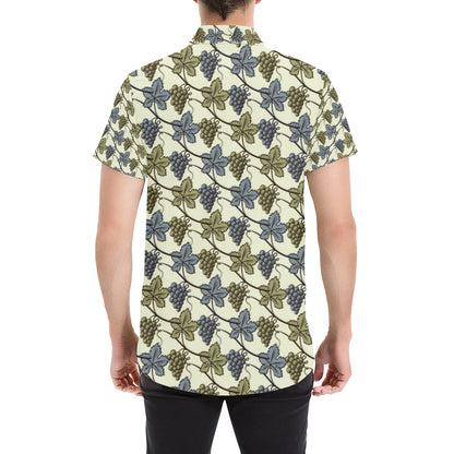 Grape Pattern Print Design GP03 Men's Short Sleeve Button Up Shirt