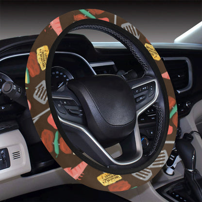 Barbecue Pattern Print Design 05 Steering Wheel Cover with Elastic Edge