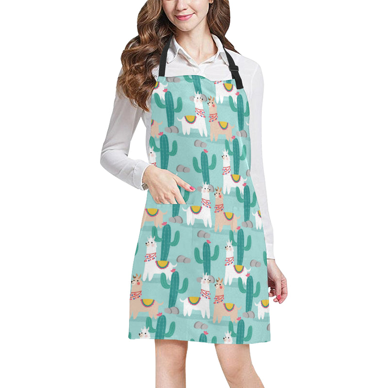 Llama Cactus Pattern Print Design 08 Apron with Pocket