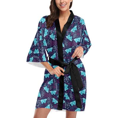 Butterfly Pattern Print Design 011 Women's Short Kimono