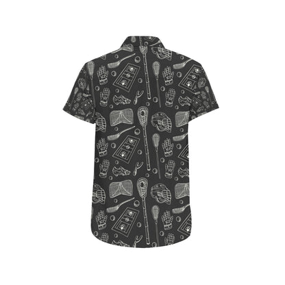 Lacrosse Pattern Print Design 01 Men's Short Sleeve Button Up Shirt