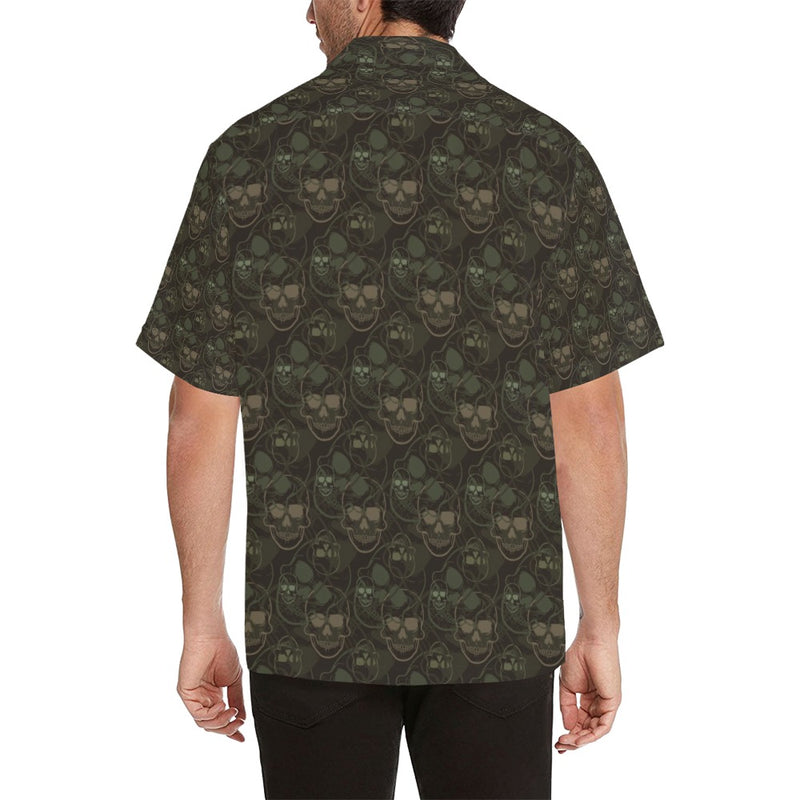 Skull Camo Style Print Design LKS308 Men's Hawaiian Shirt