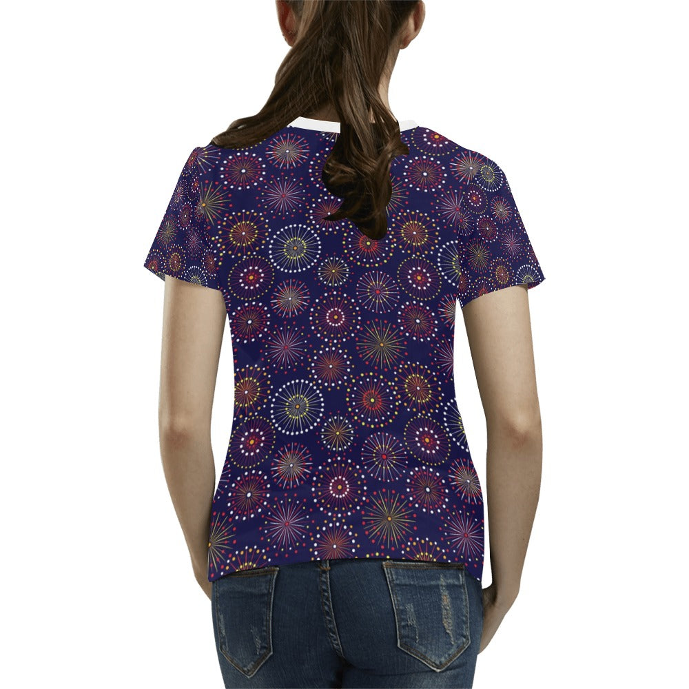Firework Flower Style Print Design LKS302 Women's  T-shirt