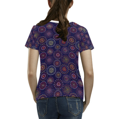 Firework Flower Style Print Design LKS302 Women's  T-shirt