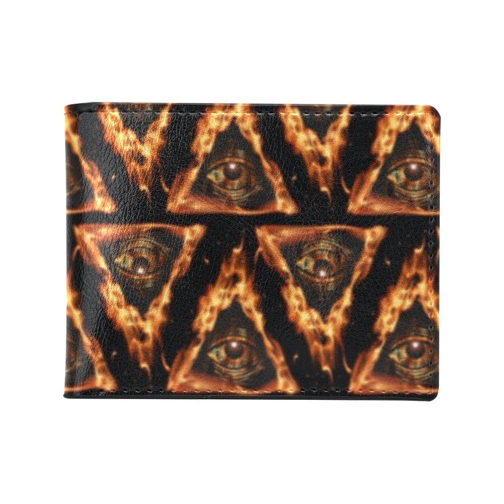 Eye of Horus in Flame Print Men's ID Card Wallet
