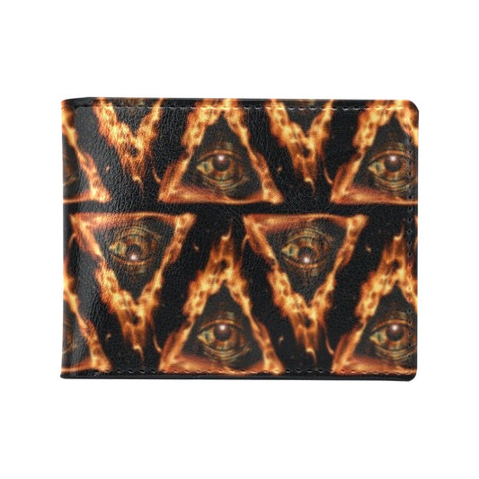 Eye of Horus in Flame Print Men's ID Card Wallet