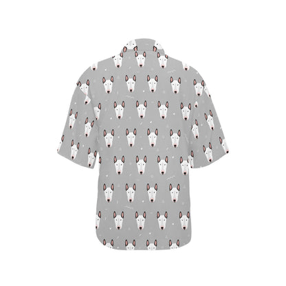 Bull Terrier Head Print Pattern Women's Hawaiian Shirt