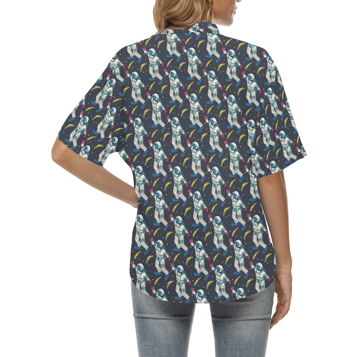 Astronaut Pattern Print Design 04 Women's Hawaiian Shirt
