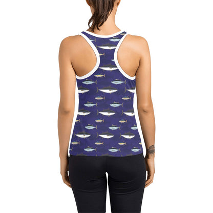 Tuna Fish Print Design LKS304 Women's Racerback Tank Top