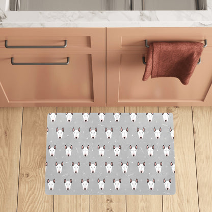Bull Terrier Head Print Pattern Kitchen Mat