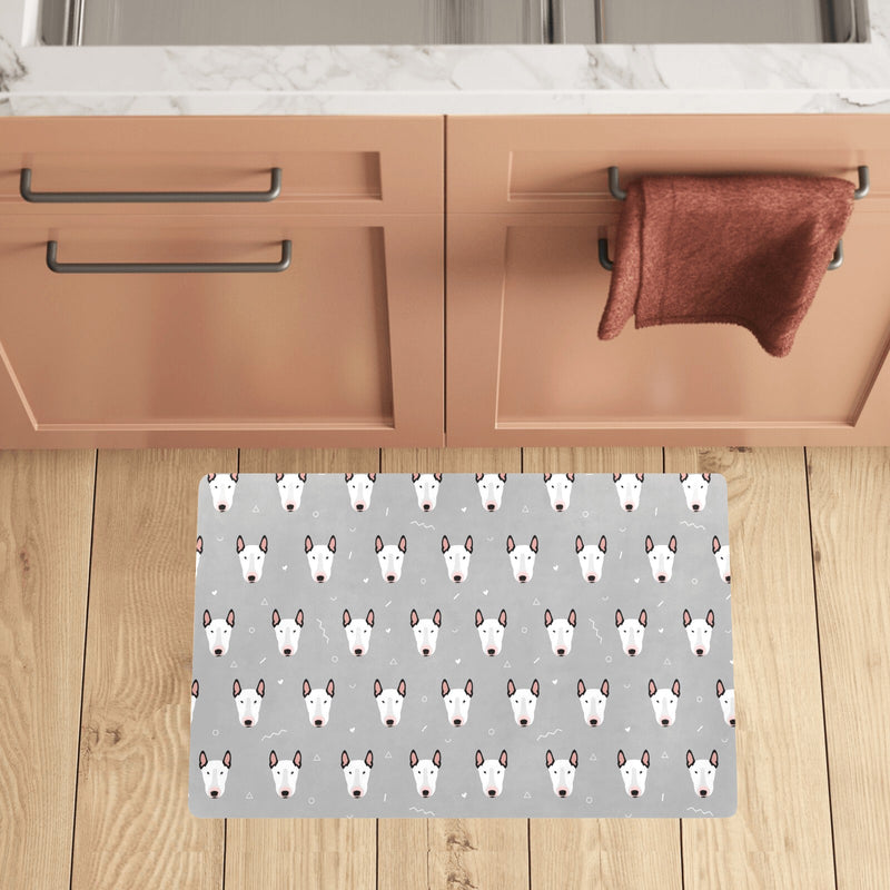 Bull Terrier Head Print Pattern Kitchen Mat