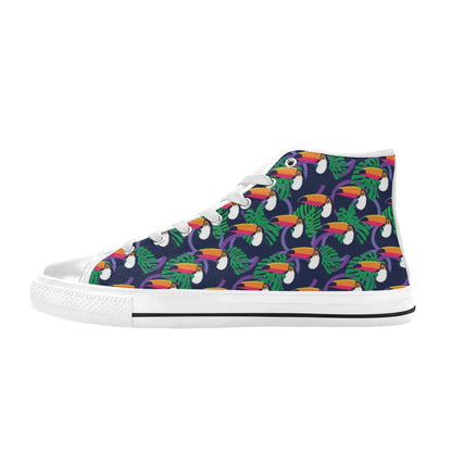 Toucan Print Design LKS302 High Top Women's White Shoes
