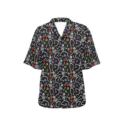 Skeleton Print Design LKS307 Women's Hawaiian Shirt