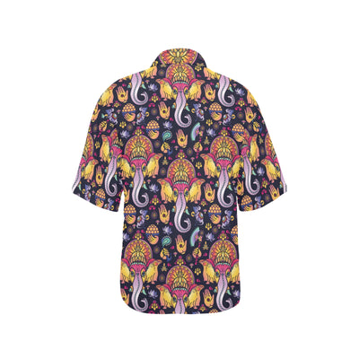 Ganesha Indian Pattern Print Design 03 Women's Hawaiian Shirt