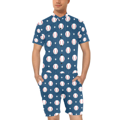 Baseball Star Print Pattern Men's Romper