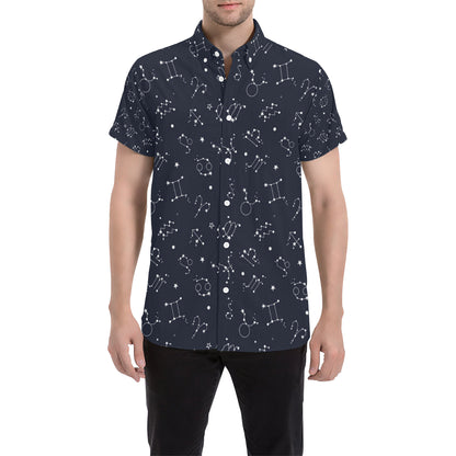 Constellation Pattern Print Design 05 Men's Short Sleeve Button Up Shirt