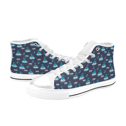 Shark Print Design LKS309 High Top Women's White Shoes