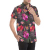 Hibiscus Pattern Print Design HB014 Men's Short Sleeve Button Up Shirt