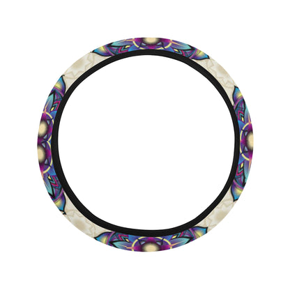 lotus Boho Pattern Print Design LO08 Steering Wheel Cover with Elastic Edge