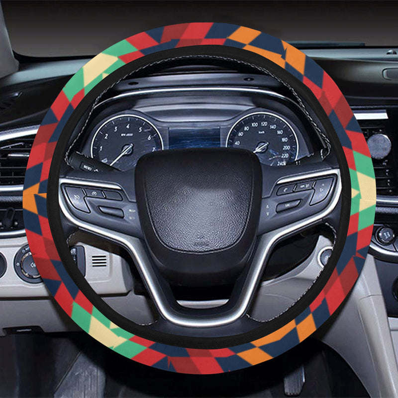 Native Pattern Print Design A07 Steering Wheel Cover with Elastic Edge