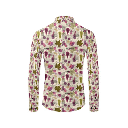 Wine Style Design Print Men's Long Sleeve Shirt