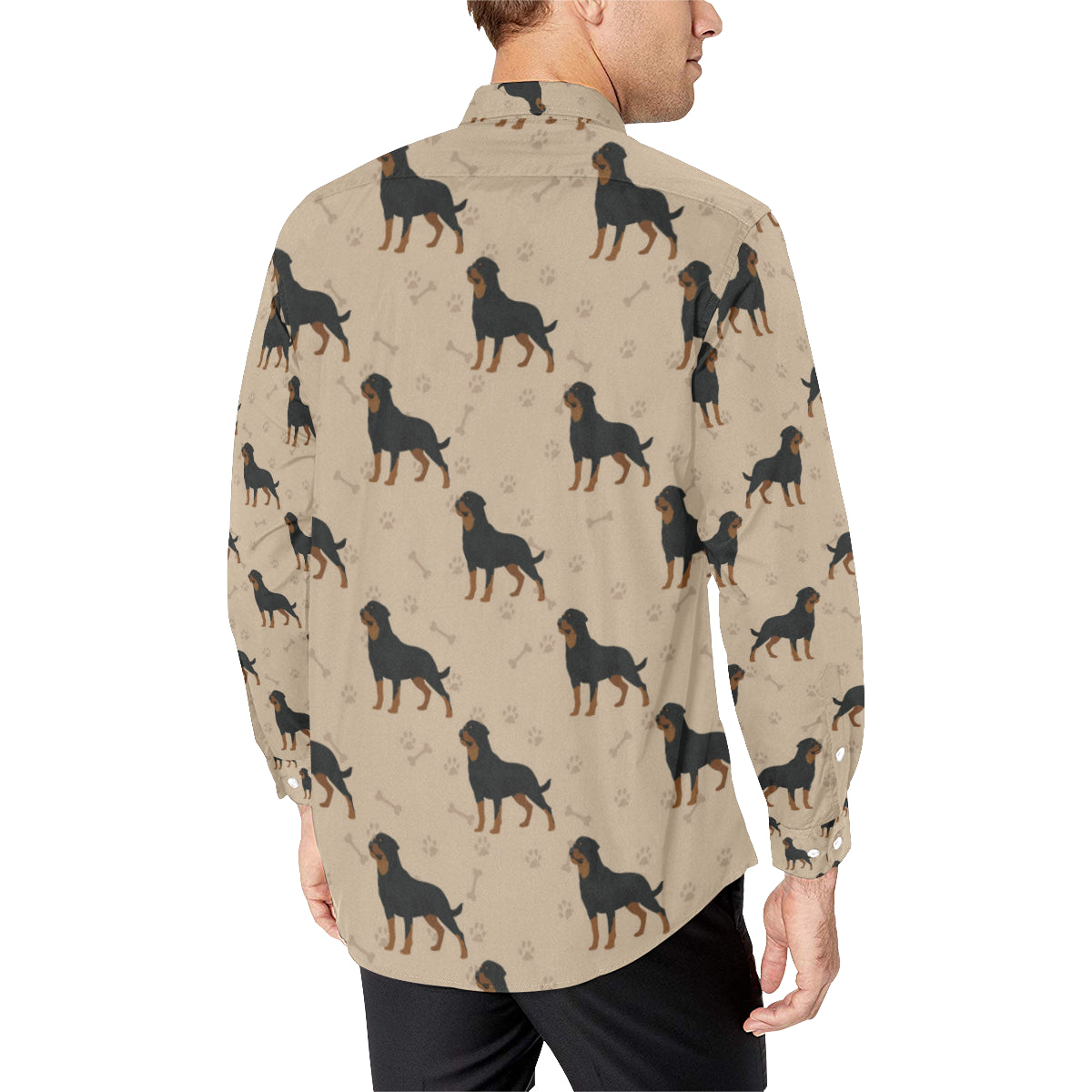 Rottweiler Pattern Print Design A01 Men's Long Sleeve Shirt