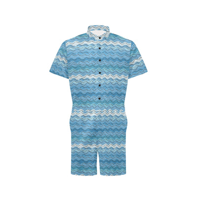 Wave Print Design LKS301 Men's Romper