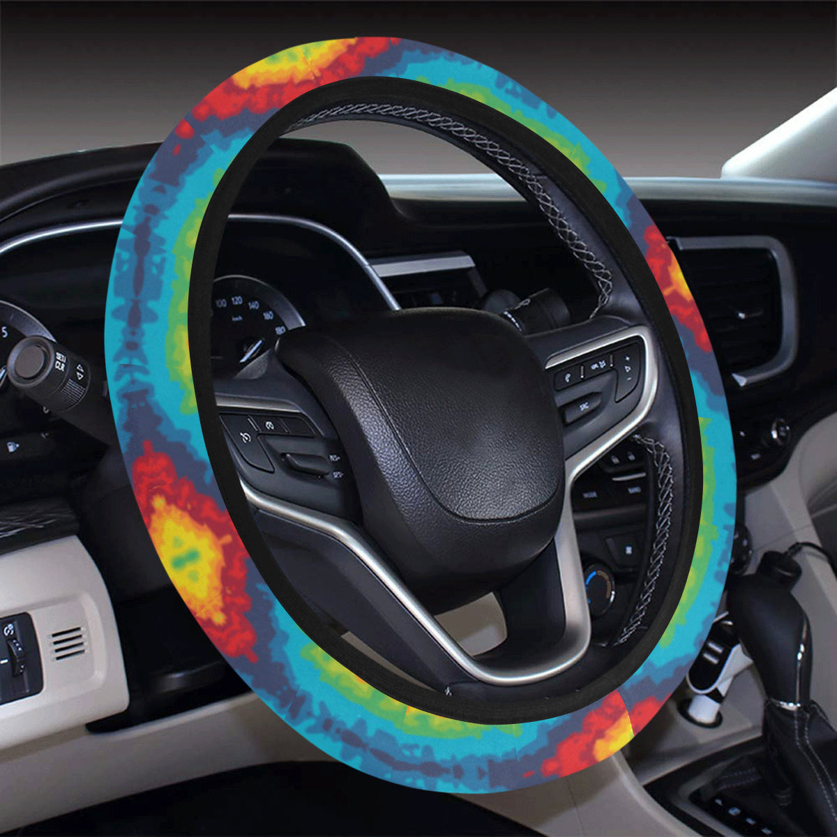 Tie Dye Heart shape Steering Wheel Cover with Elastic Edge