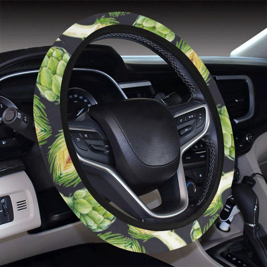 Artichoke Pattern Print Design 01 Steering Wheel Cover with Elastic Edge