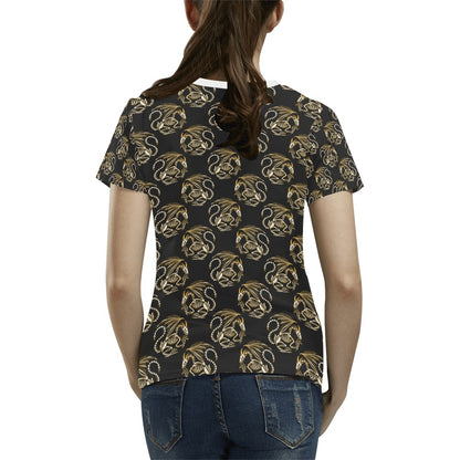 Skeleton Dragon Print Design LKS306 Women's  T-shirt