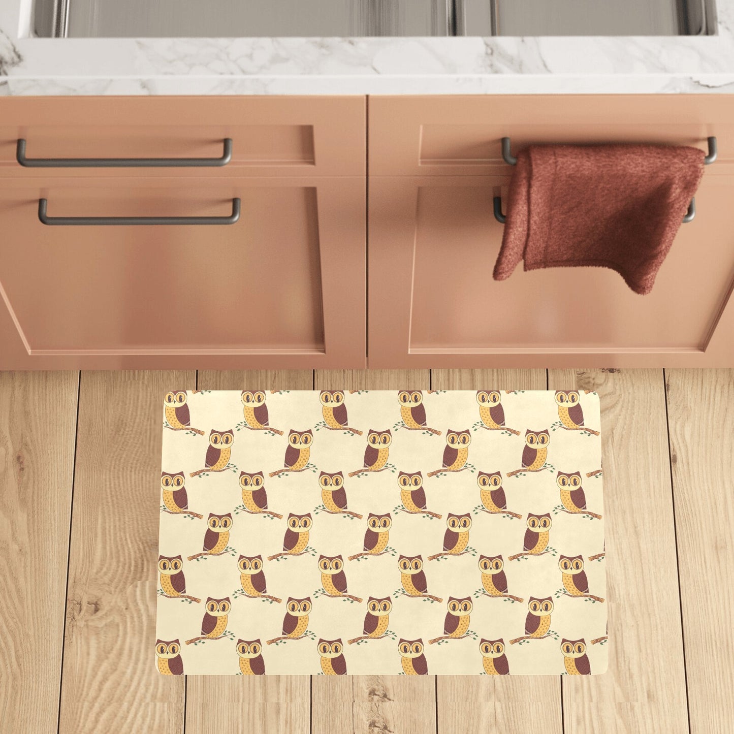 Owl Pattern Print Design A07 Kitchen Mat