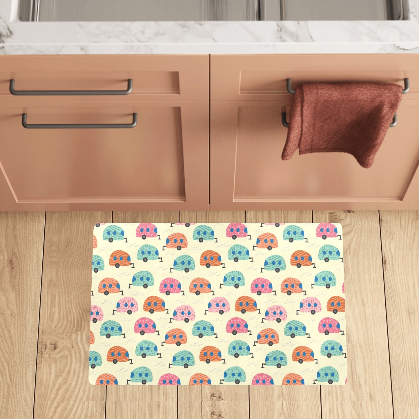 Camper Pattern Print Design 06 Kitchen Mat