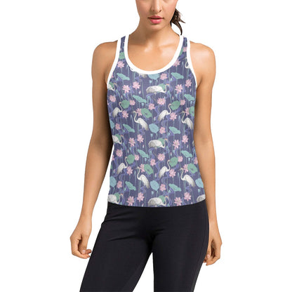 Water Lily Print Design LKS306 Women's Racerback Tank Top