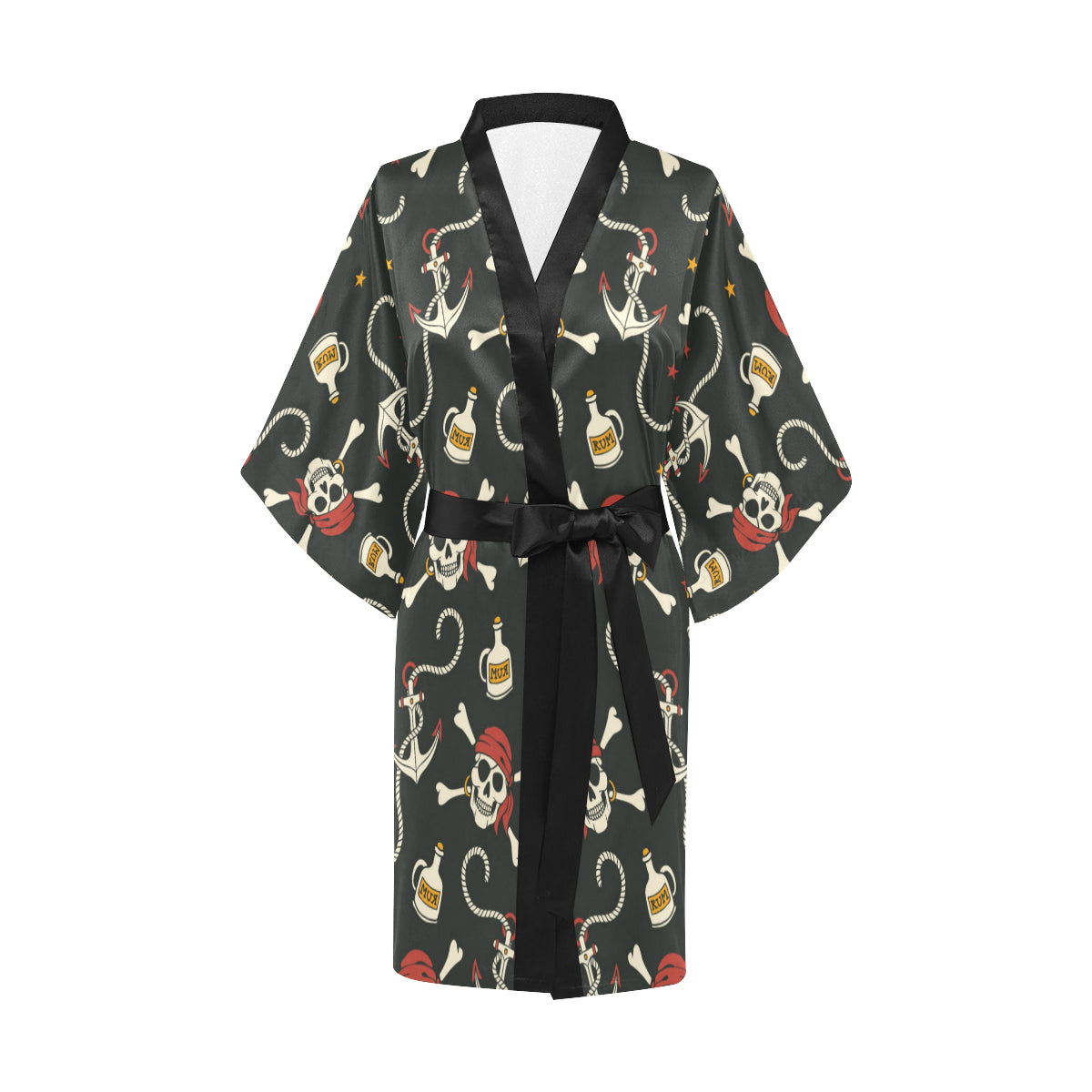 Pirate Pattern Print Design A02 Women's Short Kimono