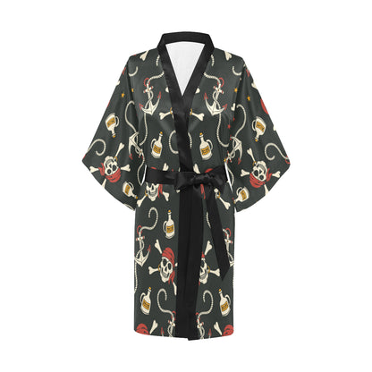 Pirate Pattern Print Design A02 Women's Short Kimono