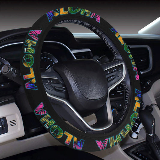 Aloha Hawaii Neon Steering Wheel Cover with Elastic Edge