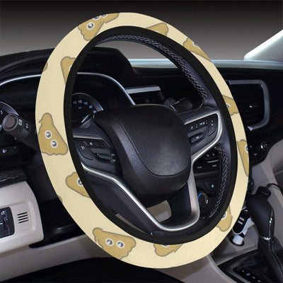 Poop Emoji Pattern Print Design A02 Steering Wheel Cover with Elastic Edge