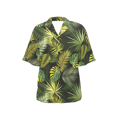 Palm Leaf Pattern Print Design A05 Women's Hawaiian Shirt