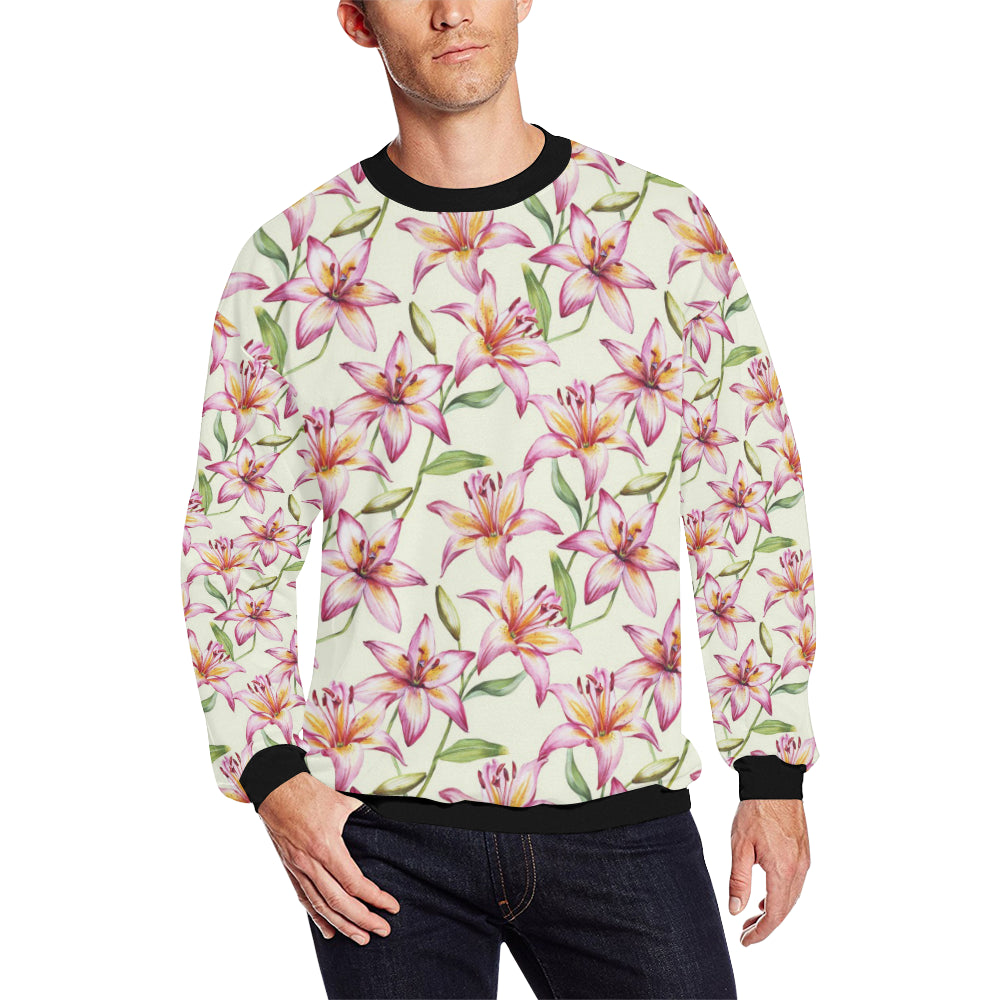 Lily Pattern Print Design LY011 Men Long Sleeve Sweatshirt